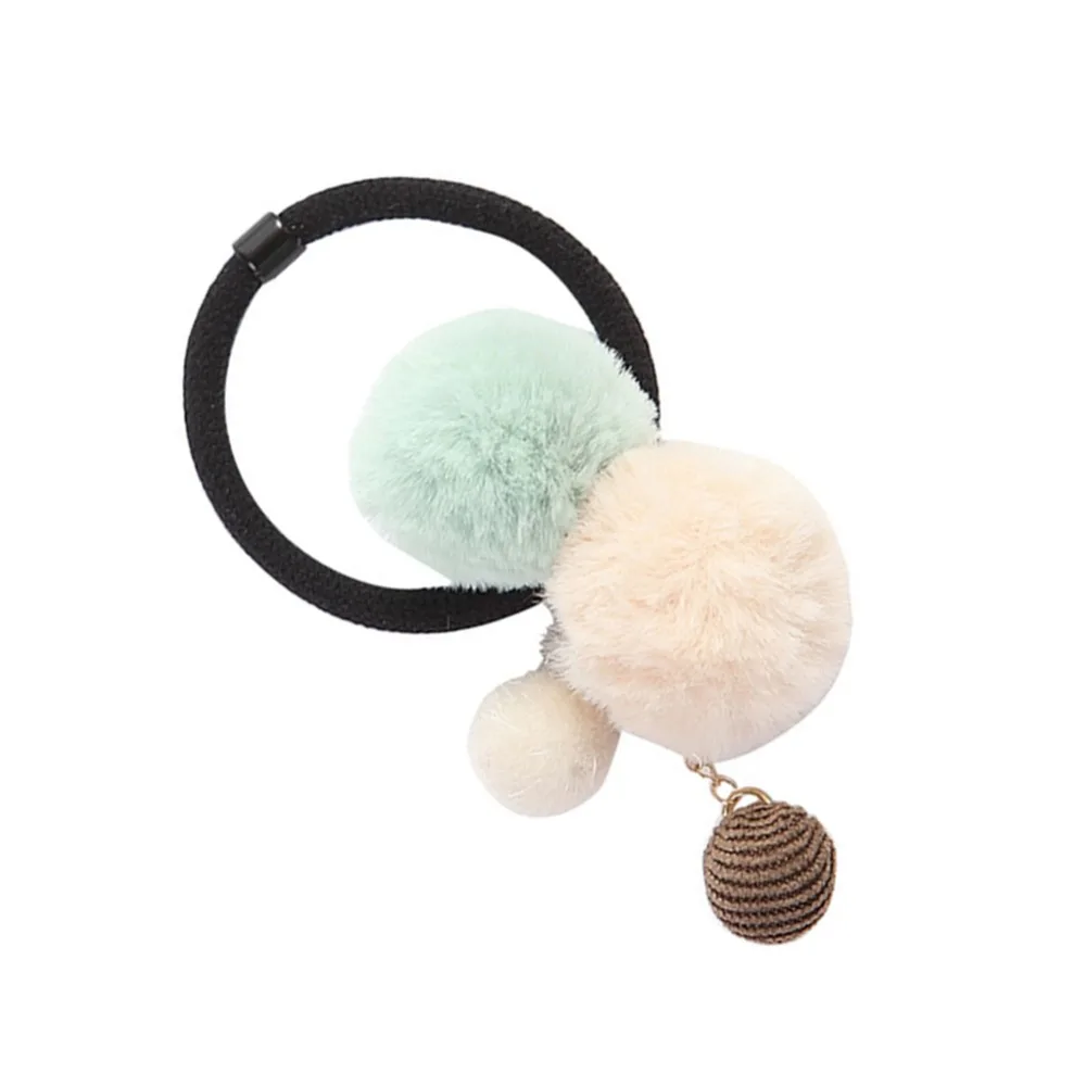 Girls Hair Accessories Colorful Pompon Elastic Hair Bands Rings Cute Creative Faux Fur Ball Hair Rope Lovely Rubber Scrunchies