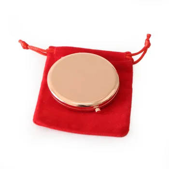 

Fashion Colour Rose Gold Metal Pocket Mirror Round Compact Cosmetic Mirror Red Velvet Bag Makeup Mirror Set 5 pieces/lot#18413