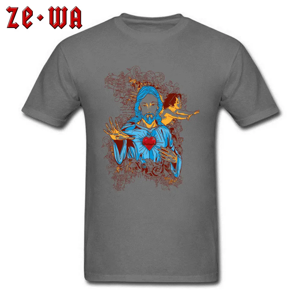 jesus angel printing825 Cotton Fabric Tees for Men Casual T Shirts Europe 2018 Newest Crew Neck Tops Shirts Short Sleeve jesus angel printing825 carbon