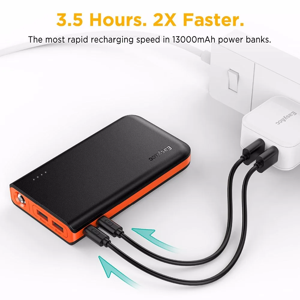 Внешний аккумулятор EasyAcc 13000 мАч 2 USB порта Внешнее зарядное устройство 18650 со