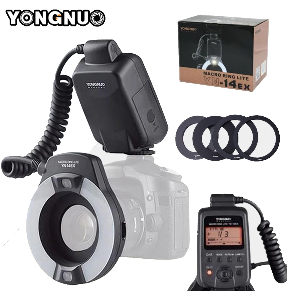 

YONGNUO YN-14EX YN14ex With Adapter Ring TTL LED Macro Ring Flash Speedlite For Canon 5Ds 5Dsr 760D 5D Mark III 70D 700D 650D