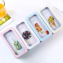 Tin plate summer ice cream fruit big window double-layer Pencil Case Cute School Supplies Stationery Gift Pencil Box Pencilcase