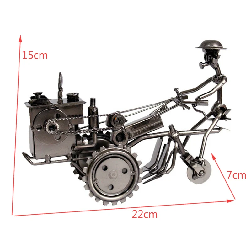 Фермер с трактором, ретро железная скульптура, потрясающая металлическая скульптура ручной работы, украшение для дома и бара, забавное украшение для дома