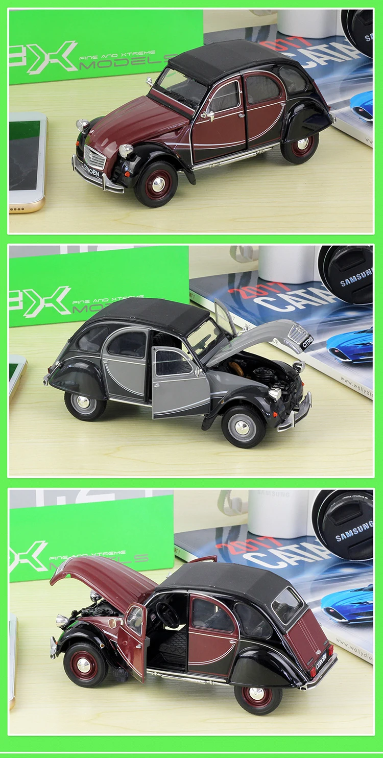 WELLY 1:24 металлическая классическая модель автомобиля CITROEN 2CV 6 Charleston литье под давлением игрушечный автомобиль автомобили из сплава игрушки для детей Коллекция подарков