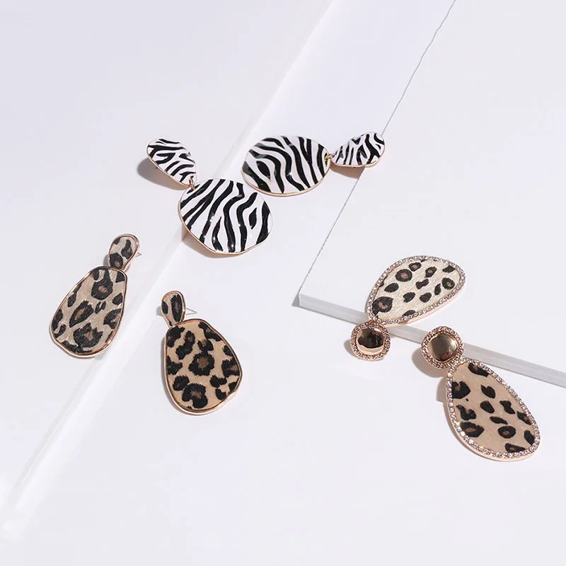 

WEALTHYBOO New Women Leopard Zebra Print Pattern Irregular Animal Drop Earrings Fashion Jewelry 2018 Drop Earrings For Gift