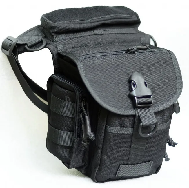 Водонепроницаемая страйкбольная тактическая сумка для ног, сумка для ношения на ногах, походная тактическая сумка на бедрах для езды на велосипеде и пеших прогулок - Цвет: Black