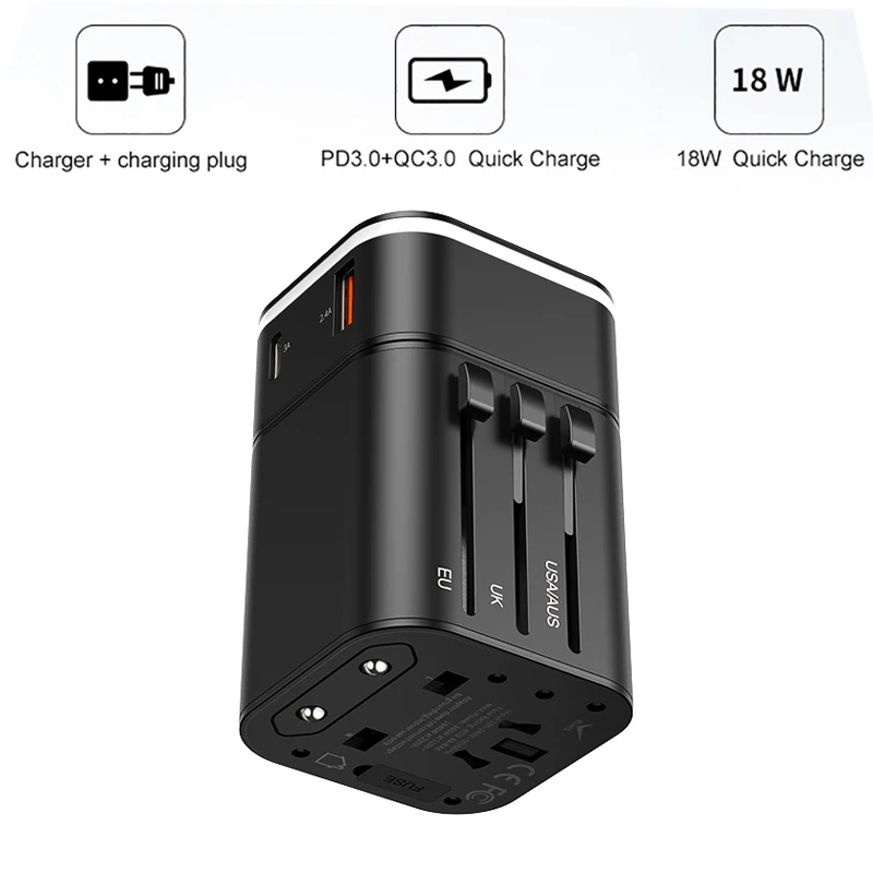 Baseus Quick Charge 3,0, зарядное устройство USB для путешествий, адаптер питания PD QC3.0, быстрая зарядка, настенная розетка для Великобритании/ЕС/Австралии/США