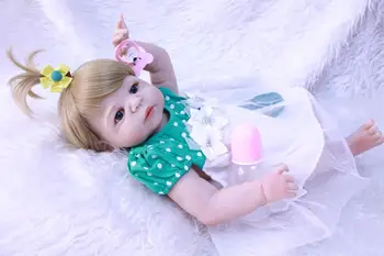 

NPK 22" bebes reborn girl fake baby whole silicone reborn baby dolls can enter water bathe toy dolls gift bonecas reborn