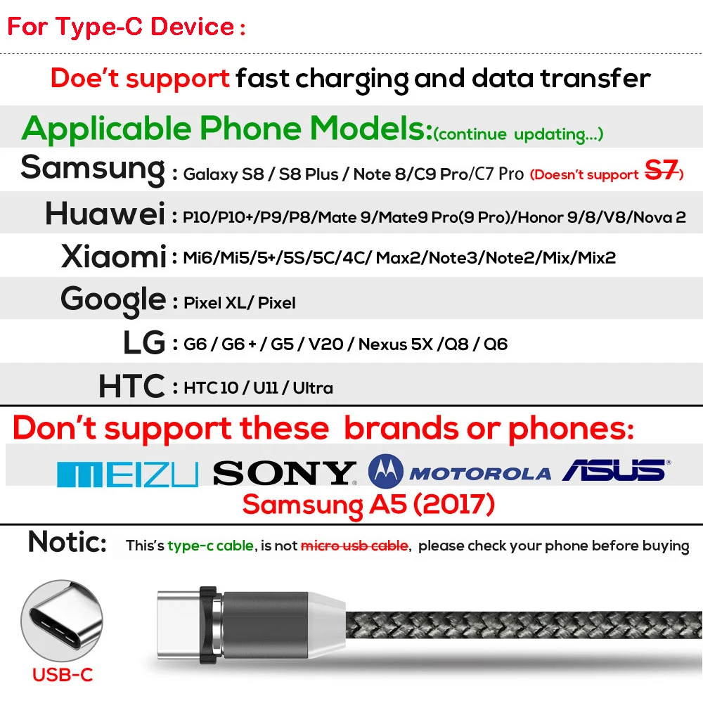 1 м светодиодный магнитный кабель для быстрой зарядки для iPhone XR XS MAX SAMSUNG XIAOMI Micro usb type-C Магнитный USB кабель для зарядки телефона