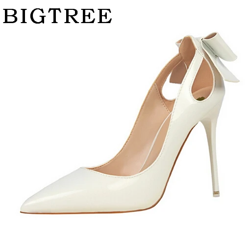 

BIGTREE Spring Pumps Sexy Thin Heels High-heeled 10cm Pointed Toe Butterfly Festival Shallow Mouth Shoes Hollow,for Office Lady