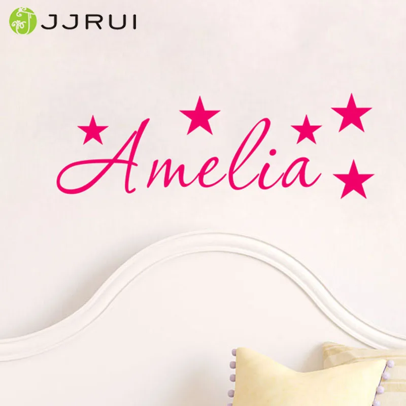 JJRUI Personalized Name Stars Wall art Sticker Mural Decal Boys Girls