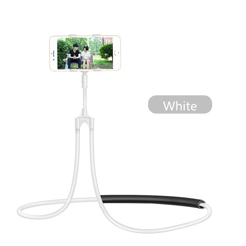 Гибкий, для мобильных телефонов с держателем с завязками на шее без застежки Цепочки и ожерелья кронштейн кровать 360 градусов держатель-подставка для смартфона для iPhone Xiaomi huawei - Цвет: Белый
