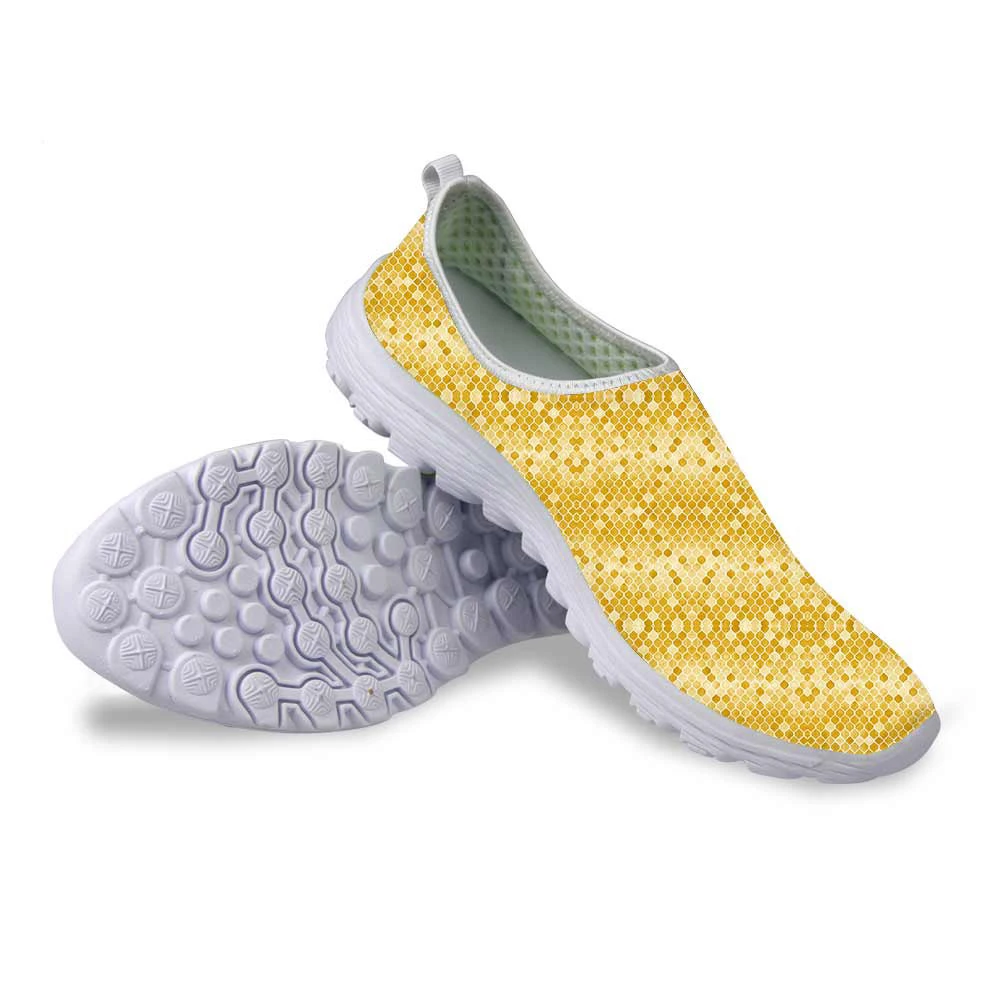

Summer Slip-on Mesh Shoes Women Flat Shoes Fashion Moroccan Pattern Sequin Print Super Light Breathable Slip-on Flats Beach Shoe