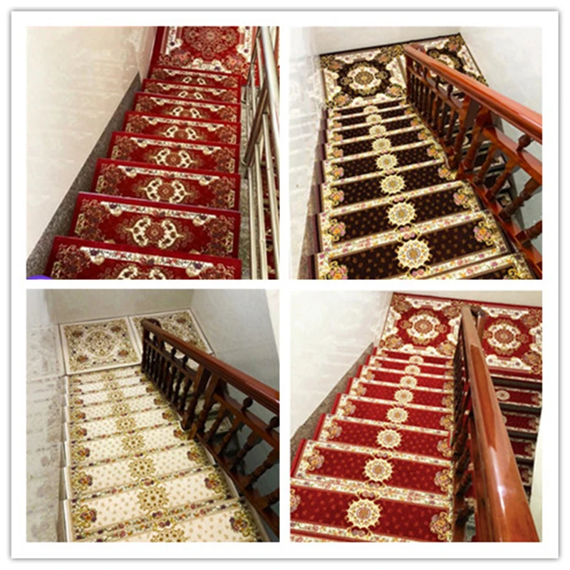 

beibehang 13pcs new European stair mats Step mats glue-free self-adhesive stair carpet solid wood non-slip mats home full shop