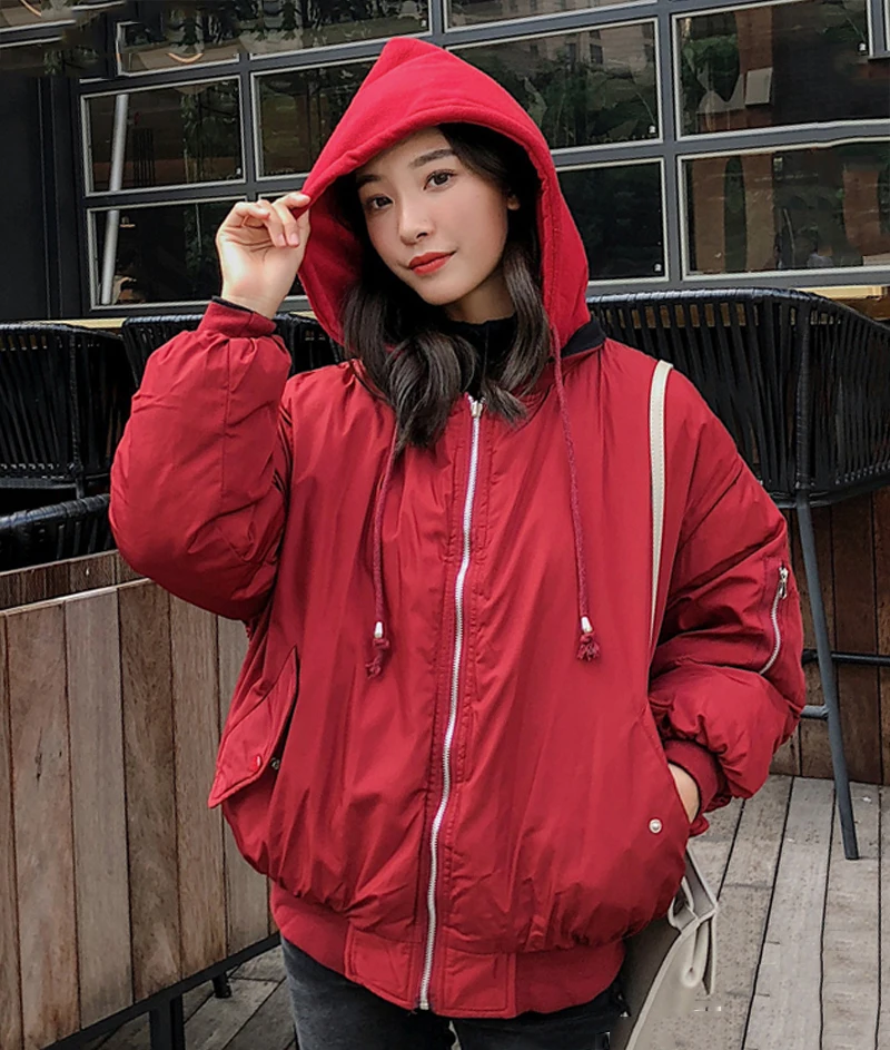 Новое поступление, зимняя женская куртка, Женская куртка-бомбер с хлопковой подкладкой, верхняя одежда в Корейском стиле, парка большого размера