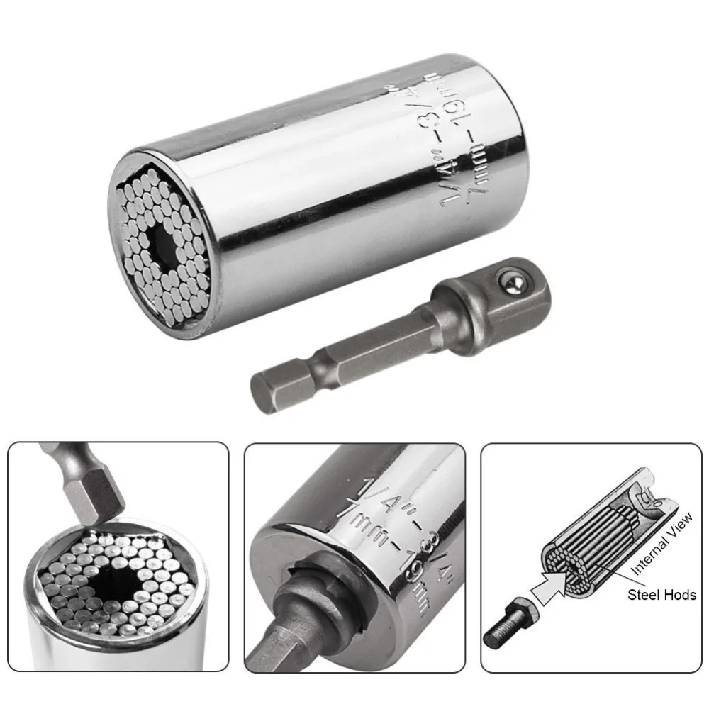 2Pcs Universal Socket Wrench Adapter Multi Function Gator Grip 7 19mm