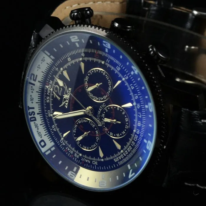 Люксовый бренд, JARAGAR, Мужская коллекция, автоматические часы, отображение даты, недели, кожаные механические наручные часы, мужские деловые часы, Relogio Masculino