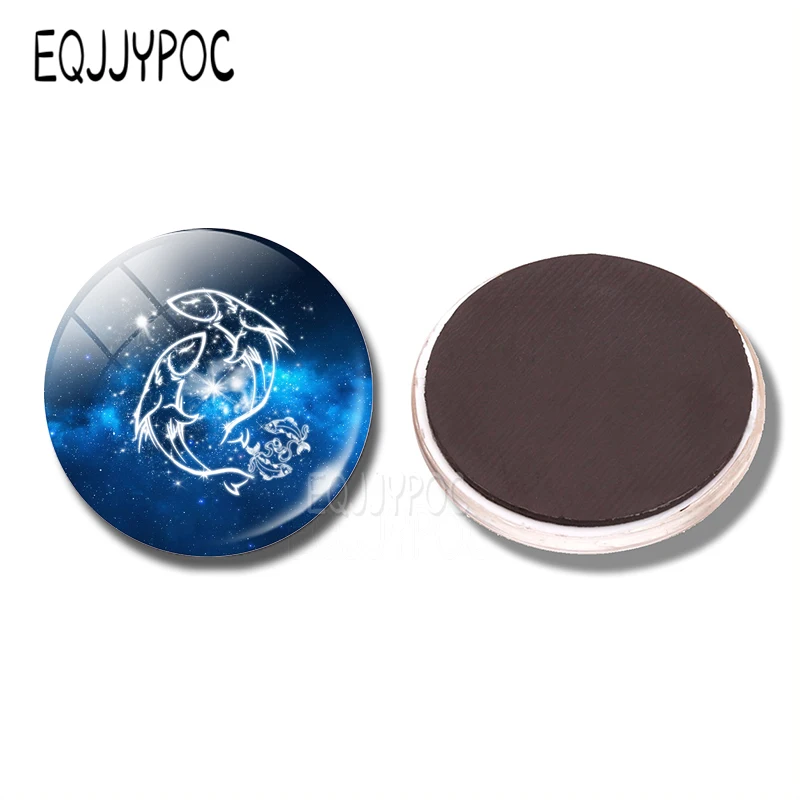 Constellations 30MM Fridge Magnet Blue Glass Magnetic Refrigerator Sticker Decor Leo Virgo Libra Scorpio Aquarius Pisces Taurus - Image 2