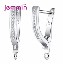 Jemmin V-Форма 925 пробы серебряные серьги обруча для Для женщин идеально четкий CZ Кристалл для Для женщин DIY ювелирных украшений Прямая доставка