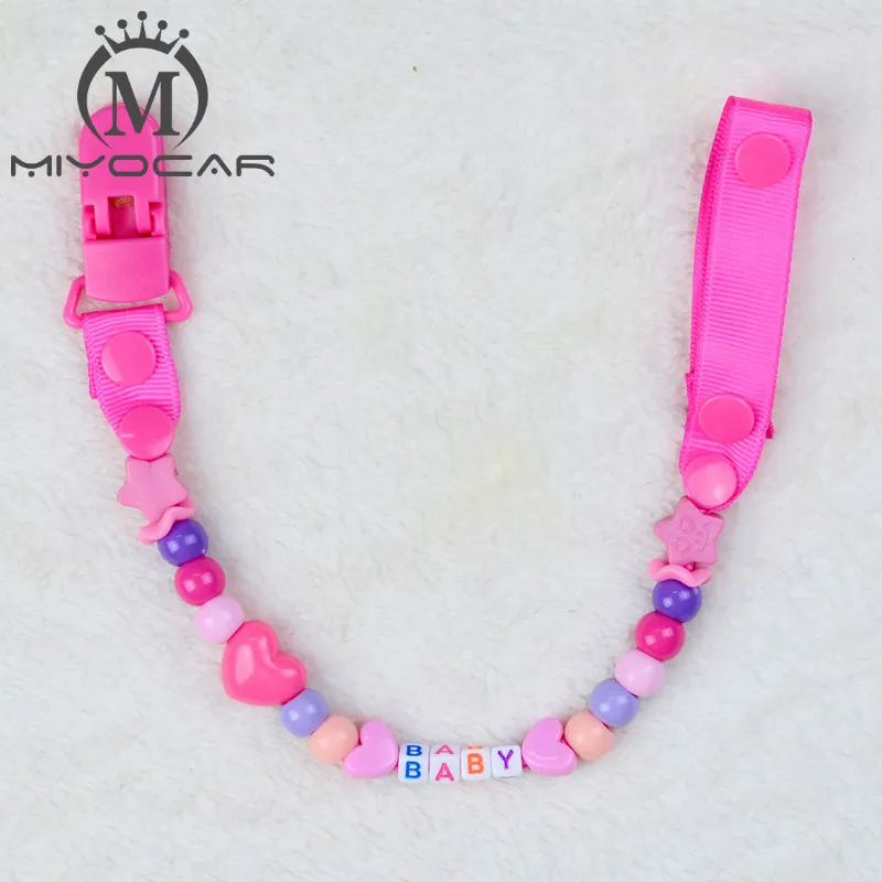 MIYOCAR Персонализированные-любые розовые бусы с pinkGrosgrain соска зажимы держатели для сосок цепи фиксатор/зажим для прорезывателя