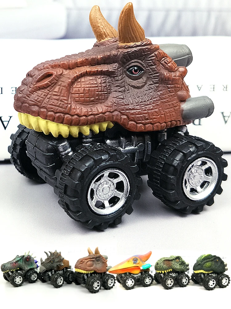 Koop 6pcs 6 stijlen Hoogwaardige kinderen Dag Gift Speelgoed Dinosaurus Model Mini Speelgoed Auto Terug Van De Auto Gift truck Hobby