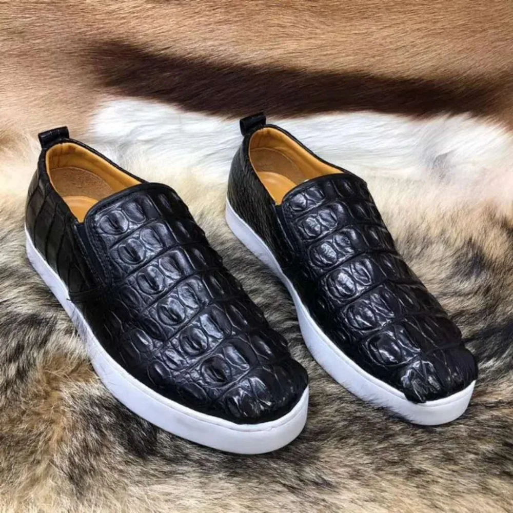 Top Sapato Cor Durável Moda Com 2018 Couro Preta Pele Qualidade Forro Sólida Genuína Da Crocodilo Homens De Genuíno RHwgqdza