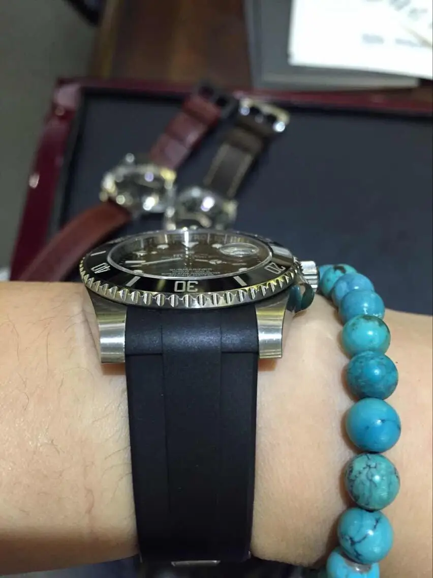 Ru 01 nuovo arrivo nero gomma cinturini per rolex submariner con tang  buckle|band lock|band colorband punk - AliExpress