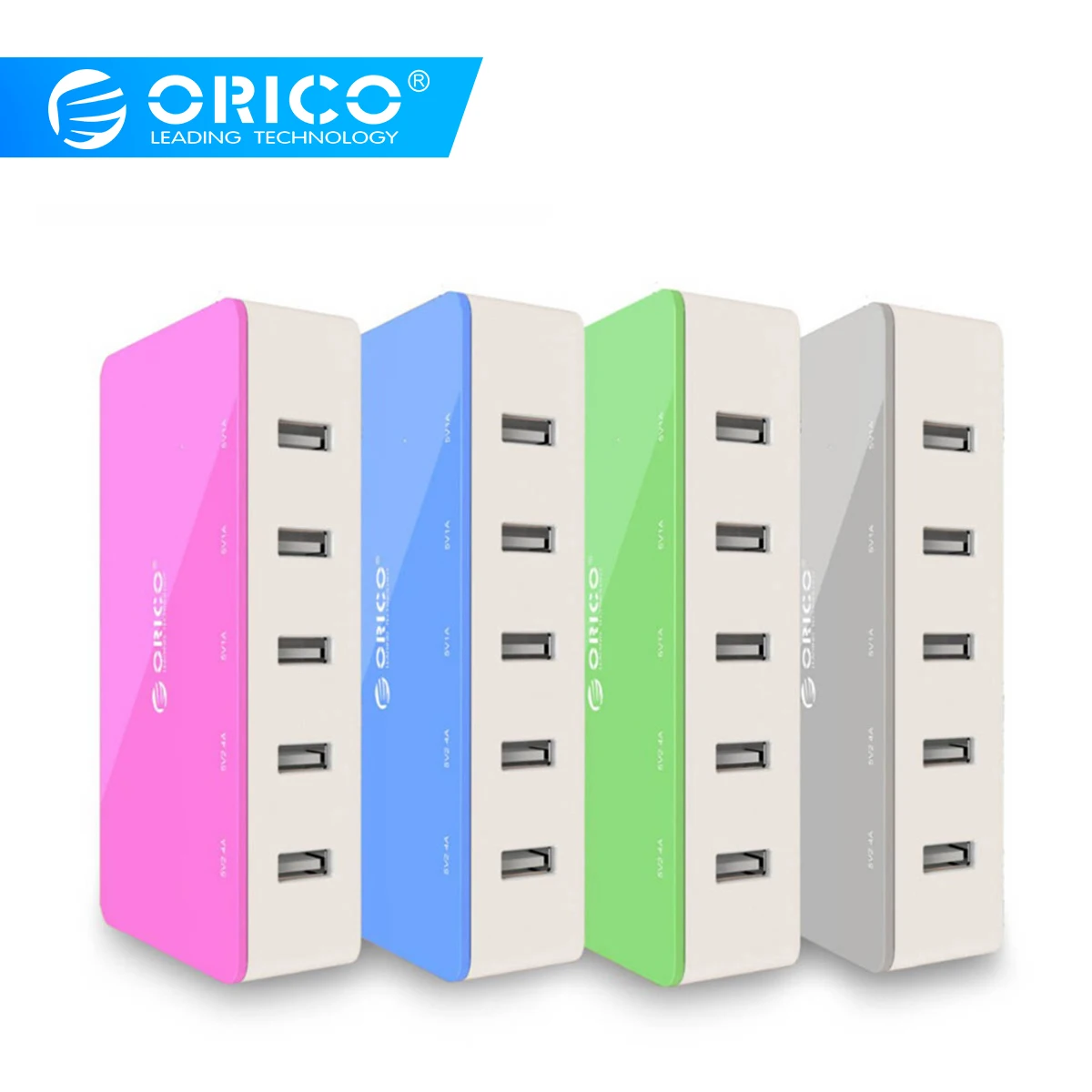 Baratos Cargador de escritorio ORICO 5 puertos cargador de viaje de teléfono móvil cargador inteligente rápido USB para Smartphone Samsung iPhone Tablet