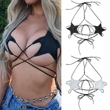 Nova womens estrela strappy renda sutiã bustier colete colheita topo bralette blusa bandagem sexy topos