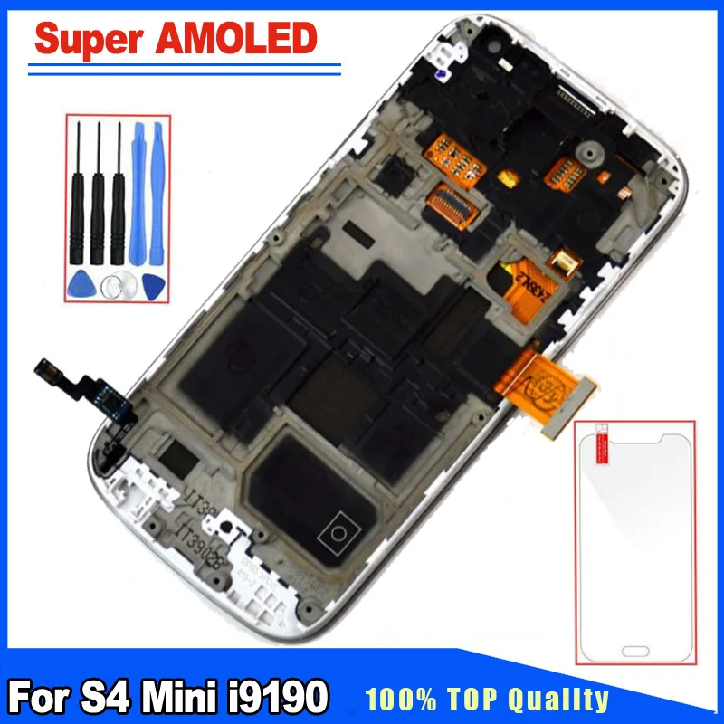 

100% Test For Samsung Galaxy S4 Mini i9190 i9195 Super AMOLED LCD Display Touch Screen With Frame Full Assembly Replacement