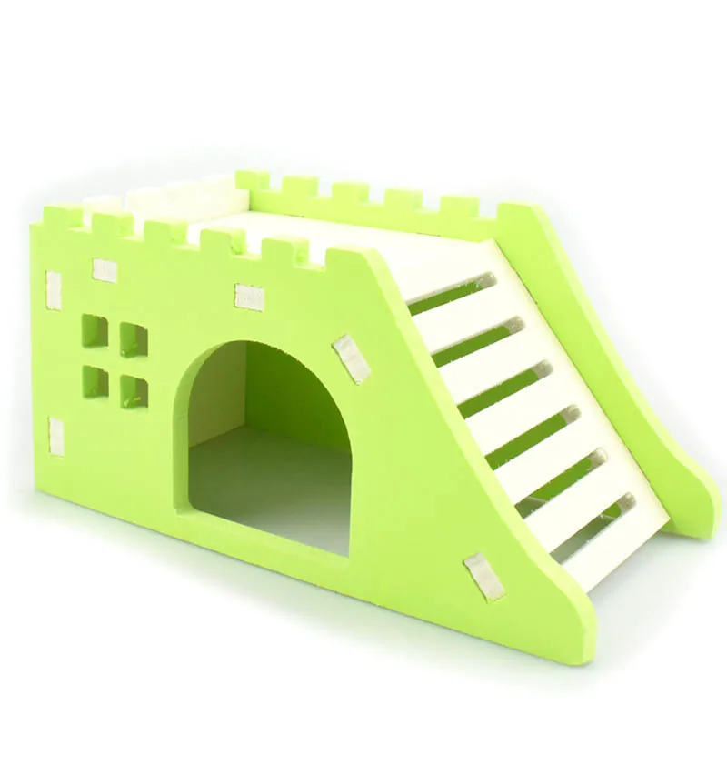 Игрушка для питомца в виде замка ежика, домик для питомца, смотровая лестница, товары для домашних животных, 1 шт., домик для хомяка, гнездо для хомяка, деревянное гнездо - Цвет: Зеленый
