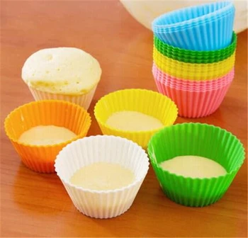 

6pcs/ Lot Round Shaped Silicone Muffin Cases Cake Cupcake Liner Baking Mold Dia 7cm Mini Cake Maker DIY Baking Tools