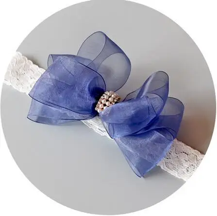 organza elastic bow with pearl