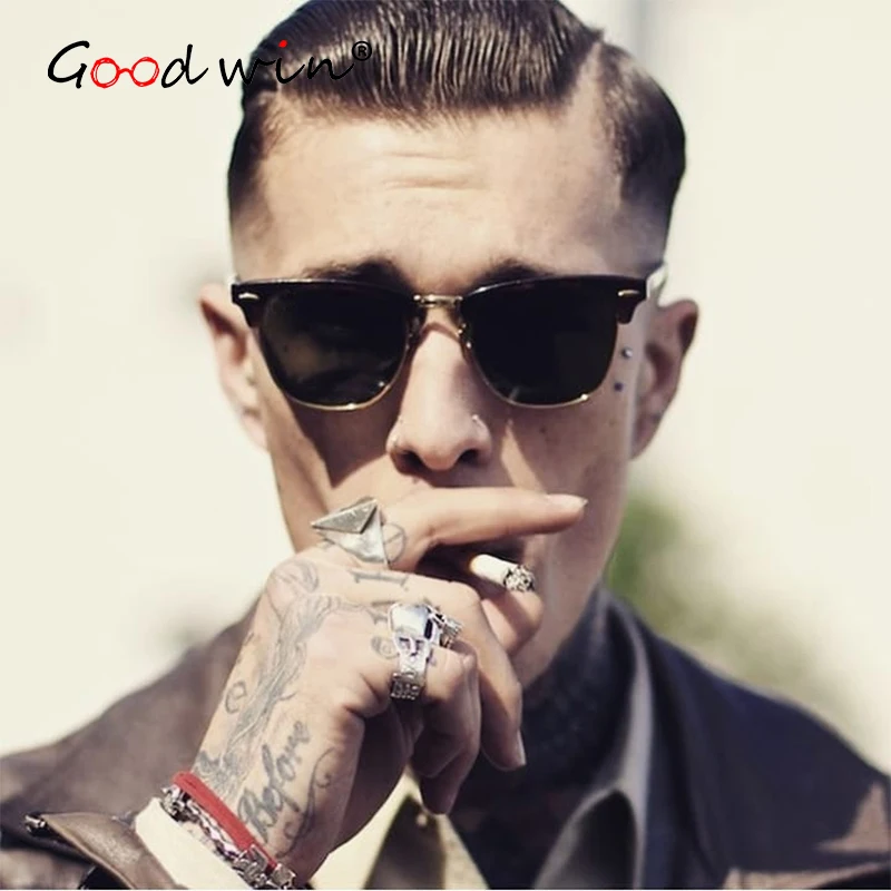 

Good Win 2019 Half Frame Sun Glasses Classic Retro Vintage Sunglasses Men Women Brand Designer UV400 Sunglasses zonnebril heren