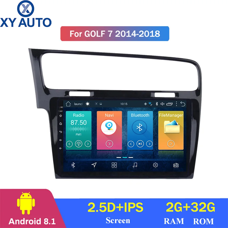 

10.1 inch 2.5D IPS Tempered HD multi-touch screen Android 8.1 NAVI for golf 7 2014-2018 with Bluetooth USB WIFI support SWC