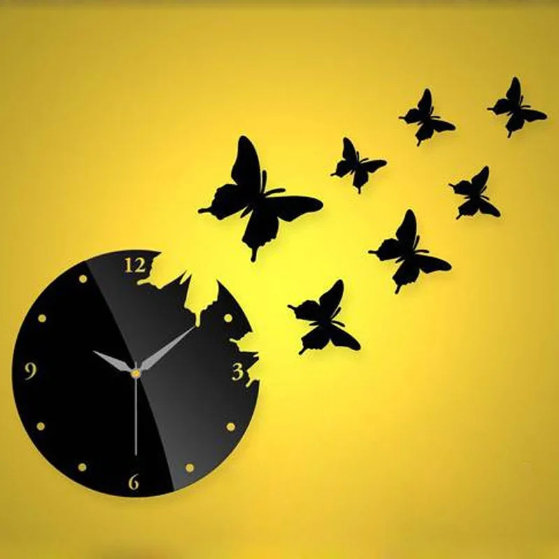 

DIY Wall Clock Saat Modern Design Reloj Acrylic Butterfly Clock Relogio de parede Duvar Saati Horloge Murale Home Living room