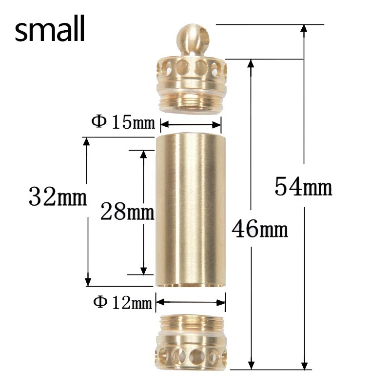 Латунный водонепроницаемый держатель для капсул, бутылки для таблеток, аварийные аптечки для первой помощи, безопасная бутылка для таблеток для выживания, для кемпинга, EDC, резервуар - Цвет: S