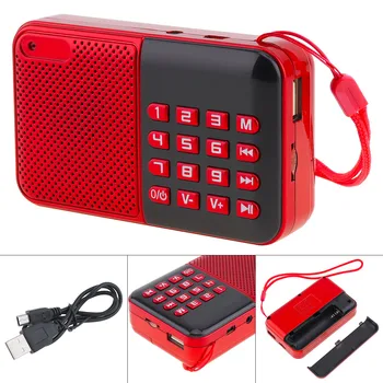 

E16 Portable MP3 Player Mini Handheld Audio Card Stereo Speaker FM Radio with 3.5mm Headphone Jack for Home Outdoor