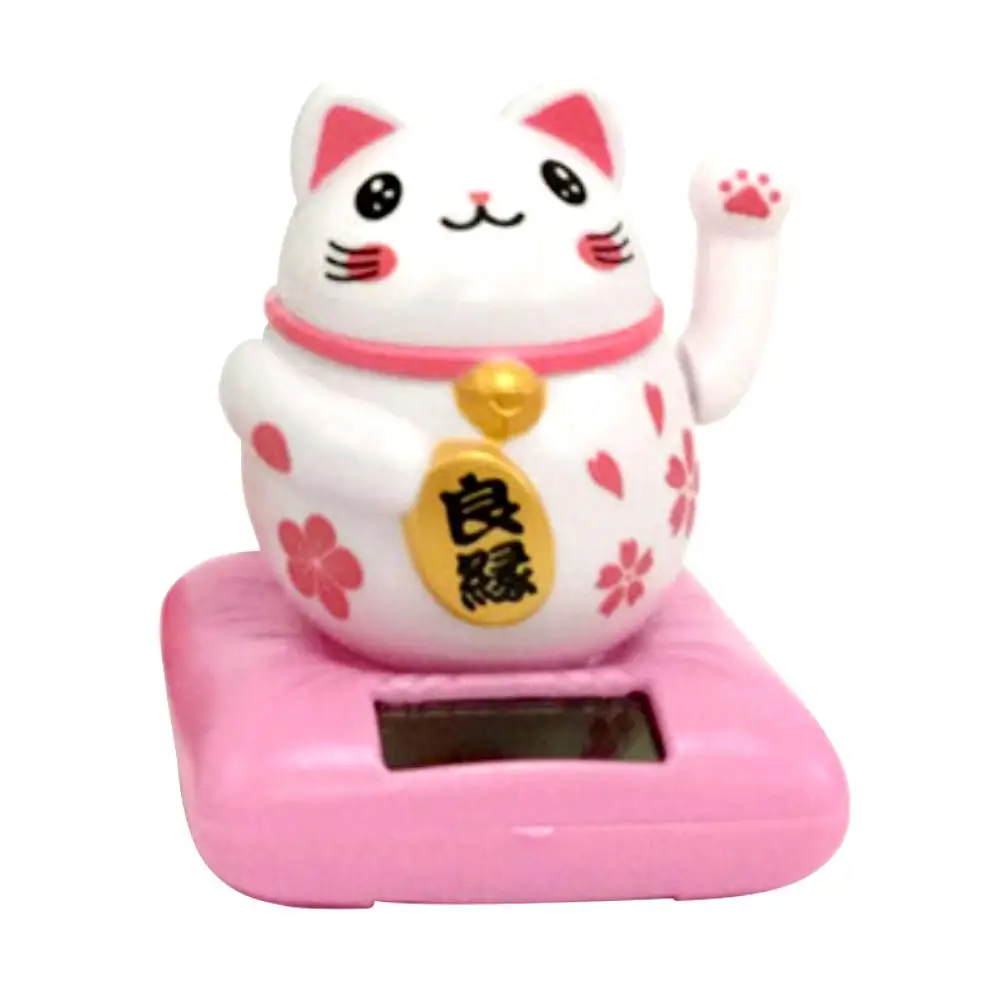 

Cute Lucky Cat Solar Powered Swing Toy Car Dashboard Ornament Home Desk Decor