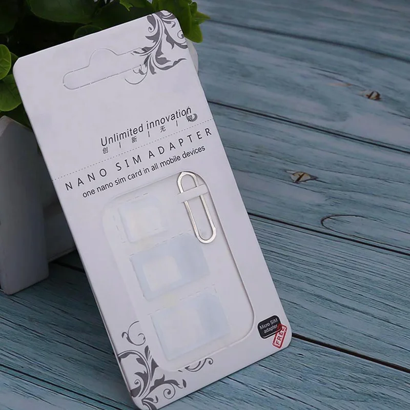 Nano sim-карта адаптер 4 в 1 адаптер Micro-SIM с извлекением Pin Ключ Розничная упаковка для IPhone/6/6 S/7/8 Plus/X