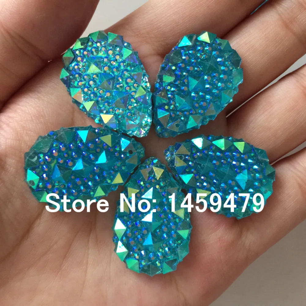 

Teardrop Shiny Resin Rhinestone 50pcs Water Blue Color 20x30mm Apply to Wedding Bags Garmants Shoes Hats Sewing Accessory
