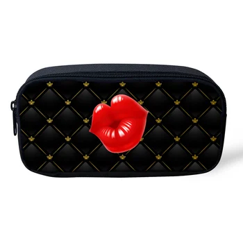 

Noisydesigns Red Lips 3D wave point neceseres mujer maquillaje Bags Cute travel big make up bags cosmetiqueras beauty box
