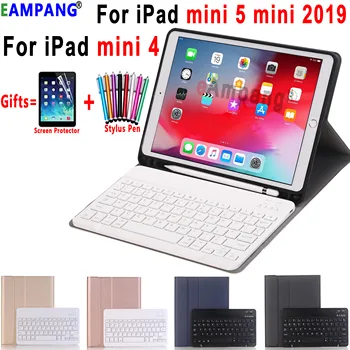 

Leather Pencil Slot Keyboard Case for Apple iPad mini 4 mini 5 2019 7.9 Cover Funda Coque with Removable Bluetooth Keyboard