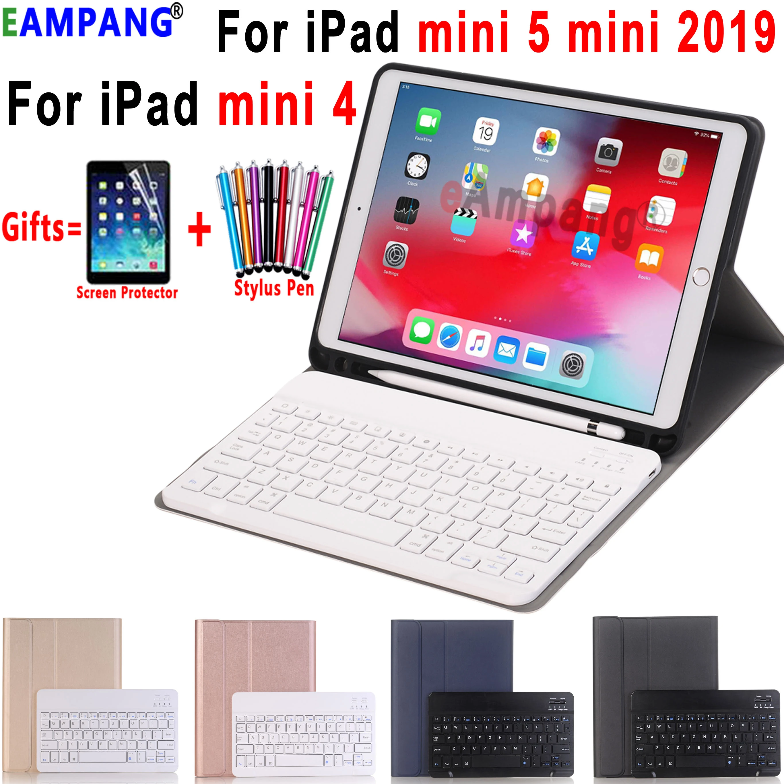 Leather Pencil Slot Keyboard Case For Apple Ipad Mini 4 Mini 5 19 7 9 Cover Funda Coque With Removable Bluetooth Keyboard Tablets E Books Case Aliexpress