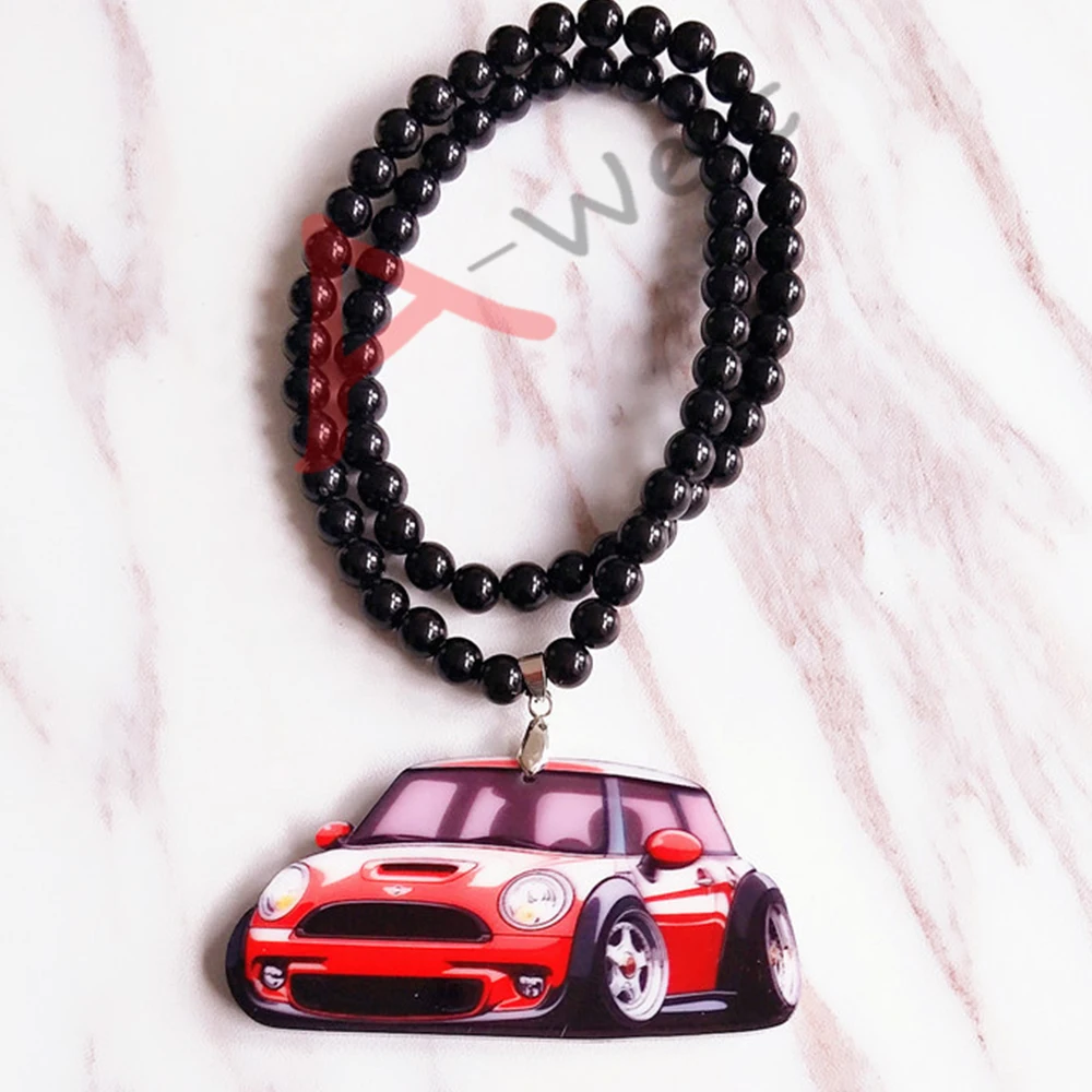 

A-Welt 1pc HellaFlush Fashion Pendant For Mini Cooper JCW Car-Styling Rearview Mirror Hanging Charm Dangling Ornament Necklace