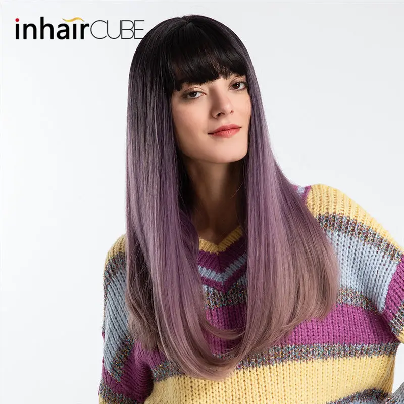 INHAIR CUBE 22 женские парики модный синтетический Омбре длинные прямые волосы средняя