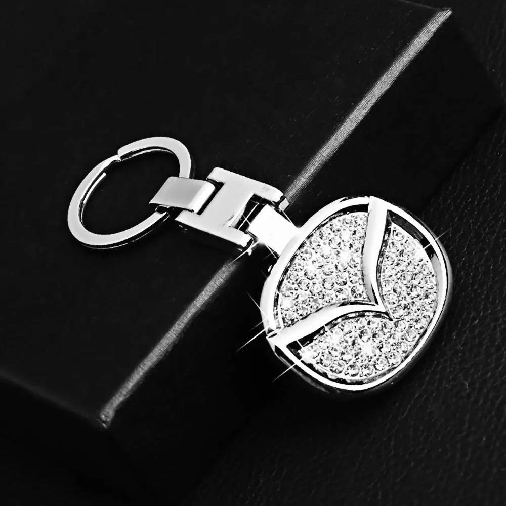 

Mazda 3D Car Key Chain Accessories with Shining Crystal, Double Sided Zinc Alloy Metal Keyring Logo Car Keychain with Gift Box