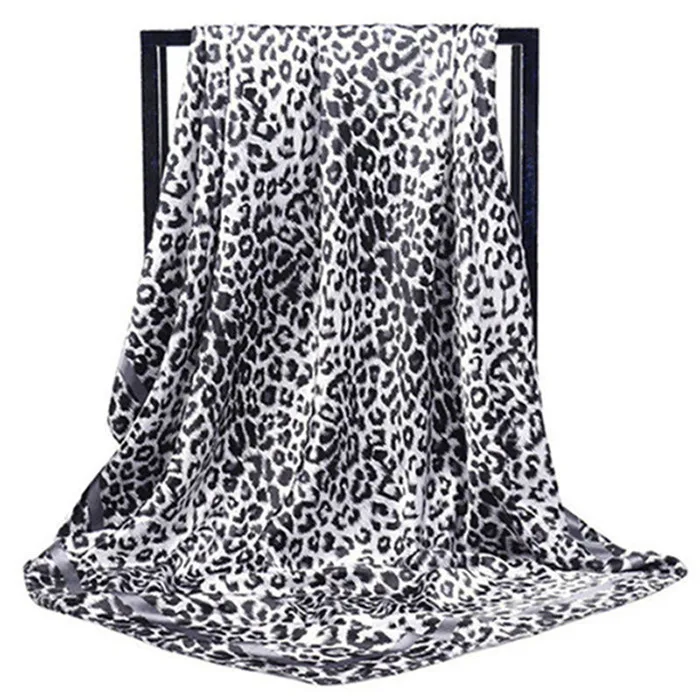 Роскошный шелковый шарф, модный платок, атласная шаль, шарфы, леопард, 90*90 см, квадратный шелковый платок, шарфы для женщин, бандана - Цвет: 02