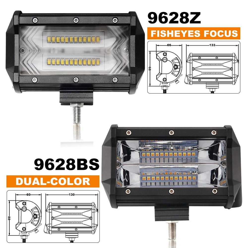 BraveWay 5 дюймовый светодиодный противотуманный фонарь s 72 Вт 3000K 6000K Flash Dula Color Extra