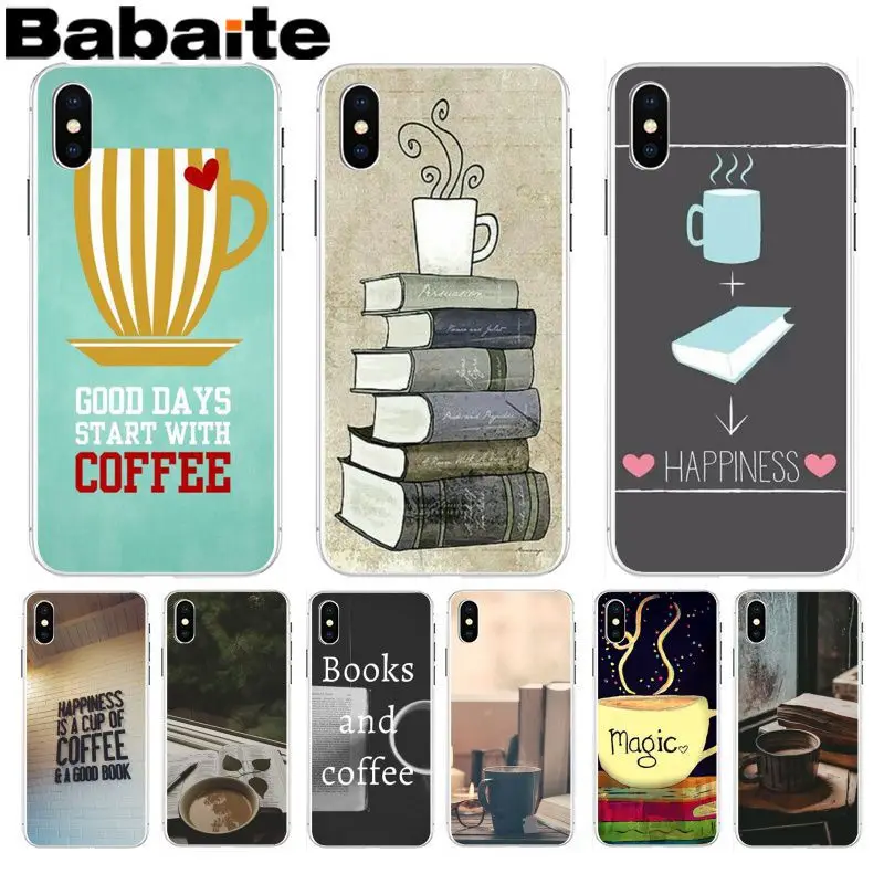 

Babaite Books and coffee New Fun Phone Case Cover for Apple iPhone 8 7 6 6S Plus X XS max 5 5S SE XR Cover